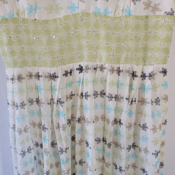 Robbie Bee Green Mix Print 100% Silk Sleeveless Midi Dress Sz 6 Quite Luxury - Picture 8 of 12